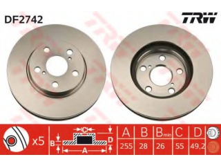 DF2742 TRW - Тормозной диск - Autoyamato