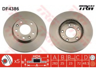 DF4386 TRW - Тормозной диск - Autoyamato