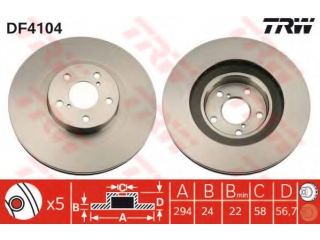 DF4104 TRW - Тормозной диск - Autoyamato