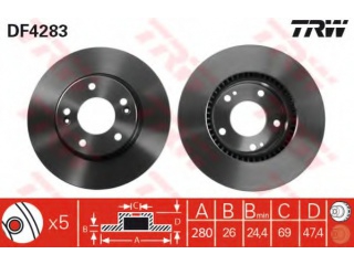 DF4283 TRW - Тормозной диск - Autoyamato