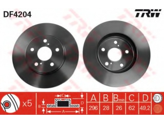 DF4204 TRW - Тормозной диск - Autoyamato