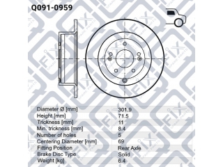 Тормозной диск Q0910959 (Q-FIX)