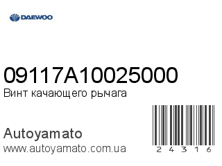 Винт качающего рычага 09117A10025000 (DAEWOO)